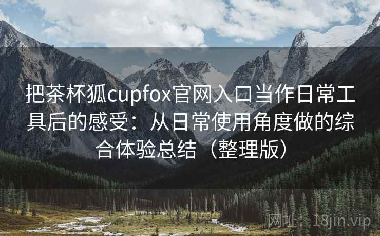 把茶杯狐cupfox官网入口当作日常工具后的感受：从日常使用角度做的综合体验总结（整理版）