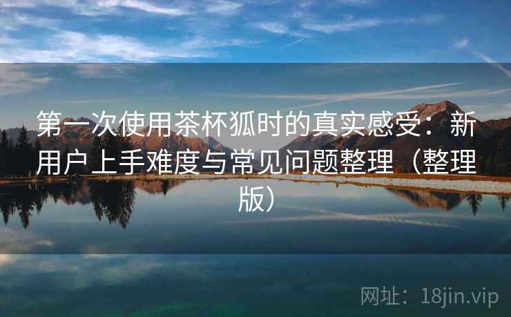 第一次使用茶杯狐时的真实感受：新用户上手难度与常见问题整理（整理版）
