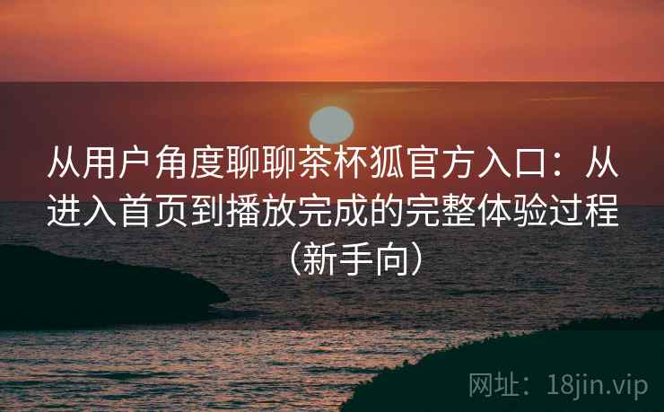 从用户角度聊聊茶杯狐官方入口：从进入首页到播放完成的完整体验过程（新手向）