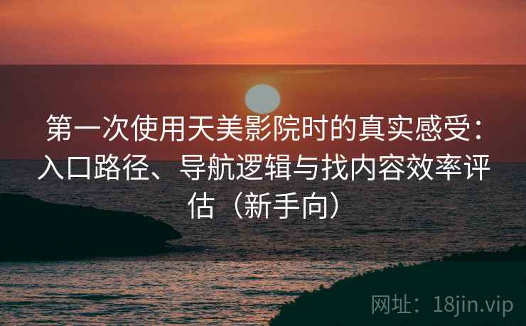 第一次使用天美影院时的真实感受：入口路径、导航逻辑与找内容效率评估（新手向）